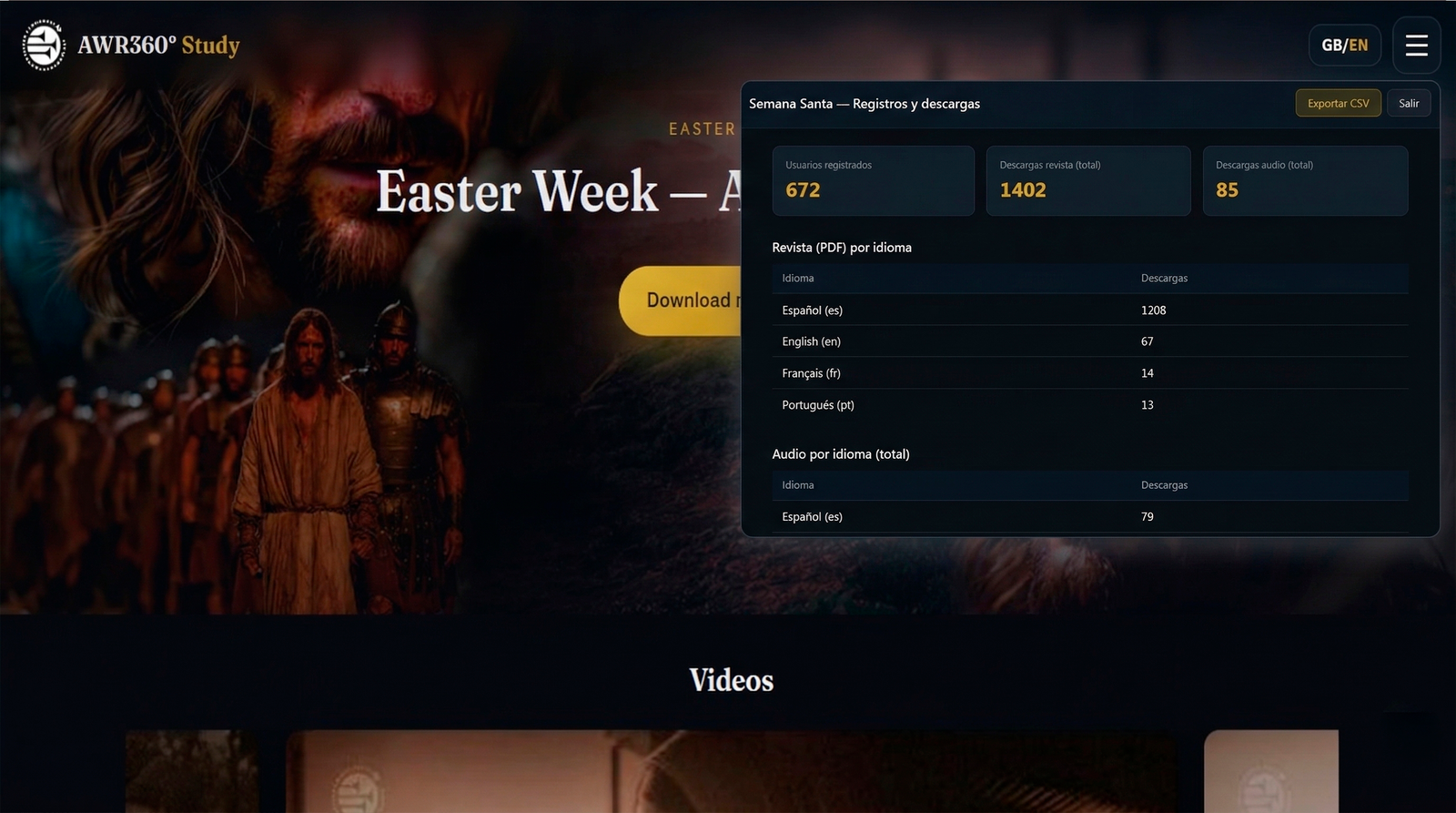 Holy Week downloads · 4 languages